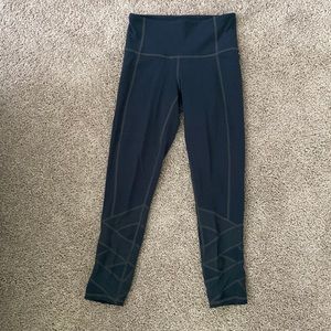 Athleta high waisted cropped leggings with mesh bottom